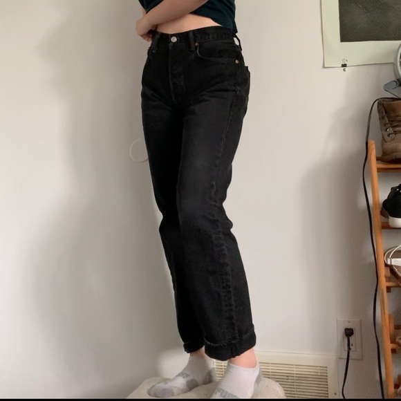 BLACK LEVIS 501 STRAIGHT JEANS - Picture 2 of 3